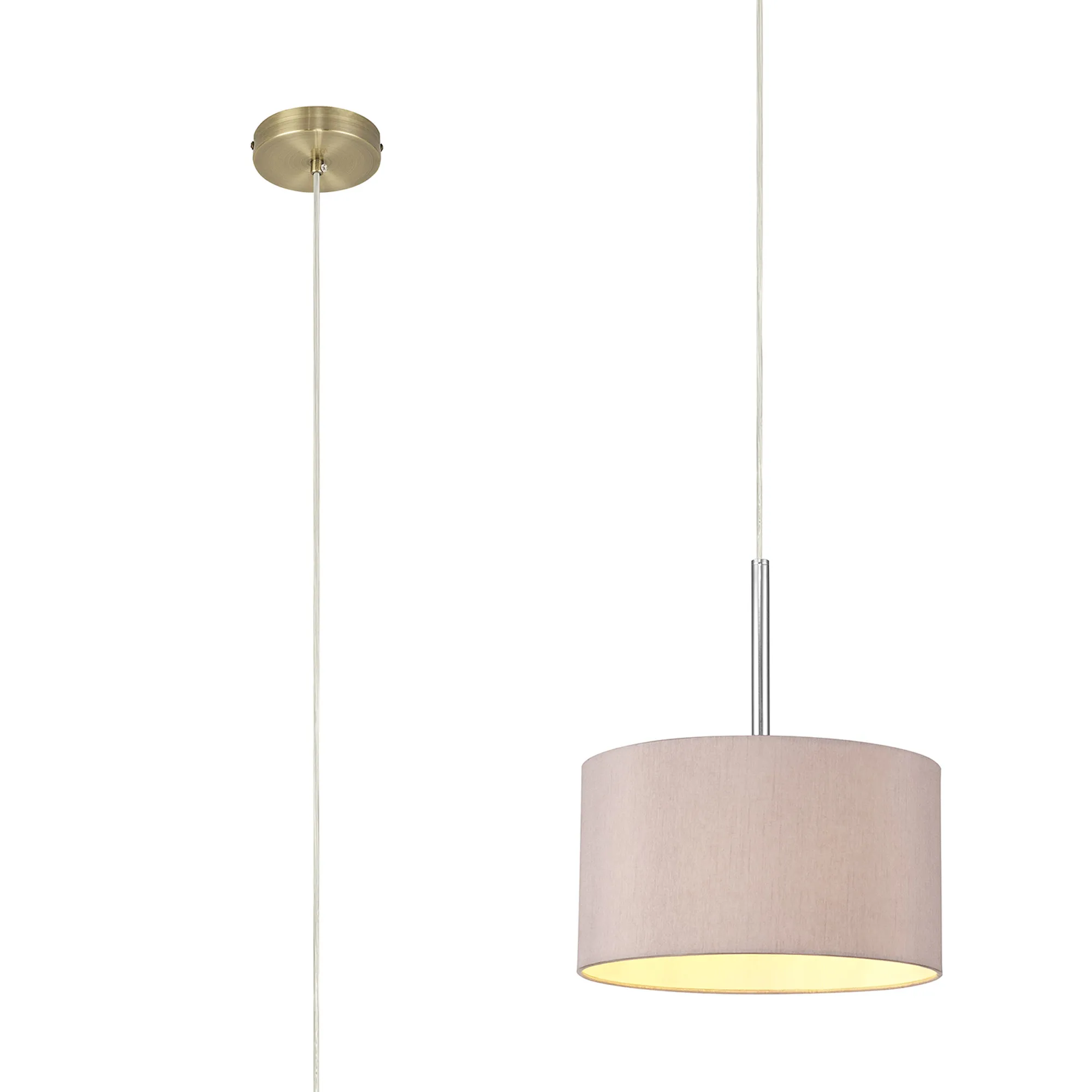 DK0201  Baymont 30cm Pendant 1 Light Antique Brass; Taupe/Halo Gold